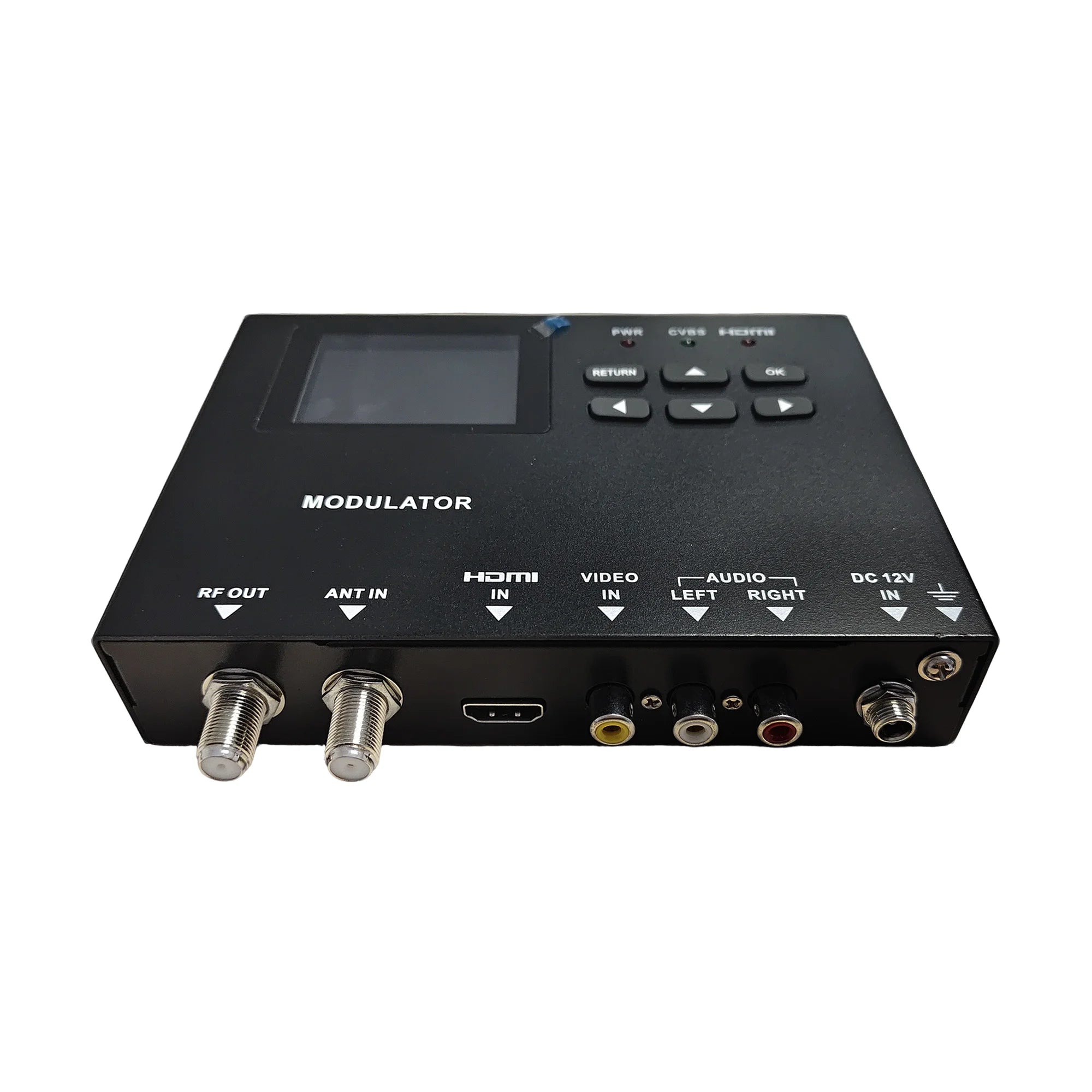 DVB-T modulator, MPEG-4 AVC/H.264 encoding and modulation capabilities, audio and video signal conversion to DVB-T RF output Oasis Select
