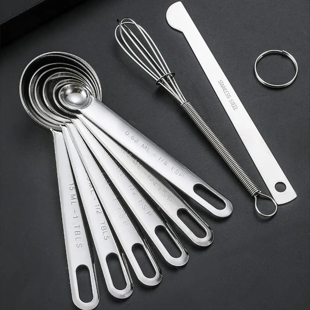 Stainless Steel Measuring Spoon Set – Engraved Scale Baking