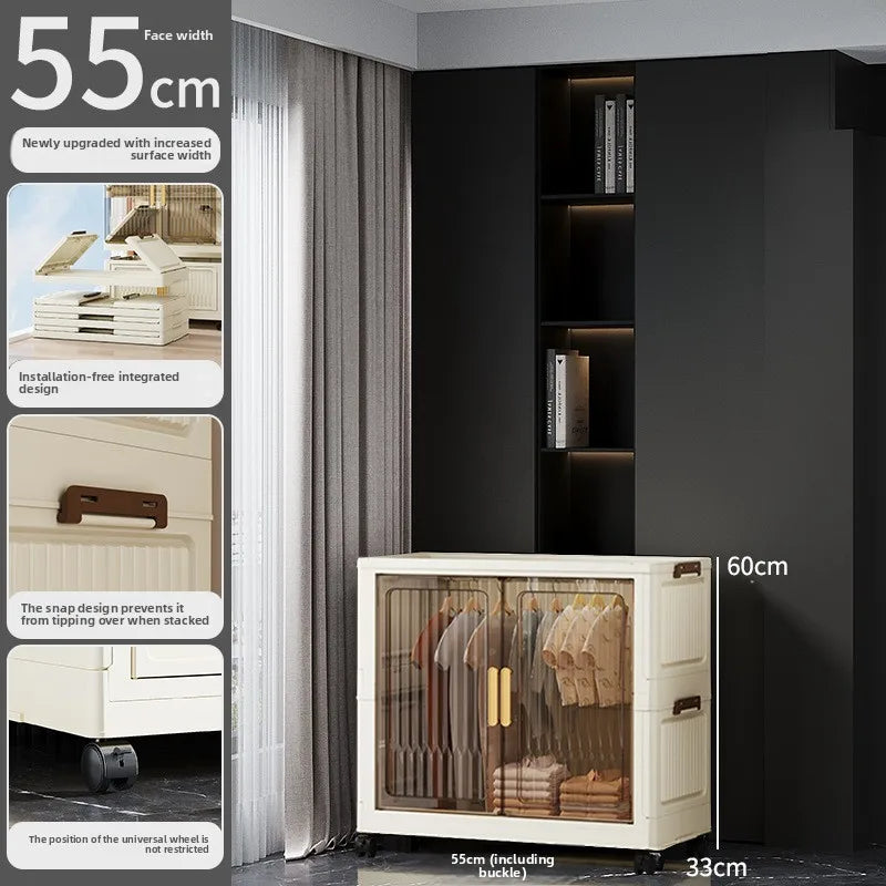 55-85 Children's simple wardrobe, clothes storage cabinet, multi-layer installation-free household snack locker, foldable Oasis Select 55CM D