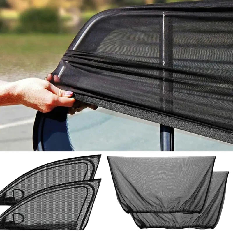 4 PCS Car Window Shades, Stretchy Mesh Front Rear Side Window Sun Shades For Heat Block UV Protection Oasis Select C