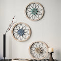 American Countryside Living Room Entrance Retro Wall Decoration Wall Hanging Circular Wooden Frame Oasis Select 3pc 30x30cm