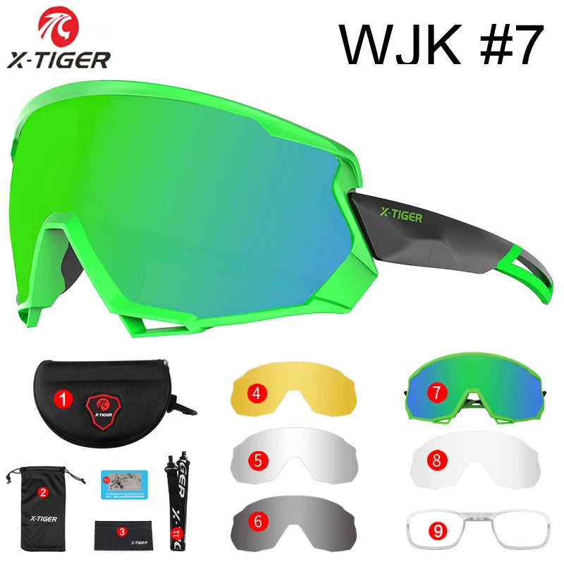 X-TIGER Bike Polarized Sports Sunglasses with 5 Interchangeable Lenses for Mens Womens Baseball Running Fishing Cycling Eyewear Oasis Select X-YJ-WJK07-5