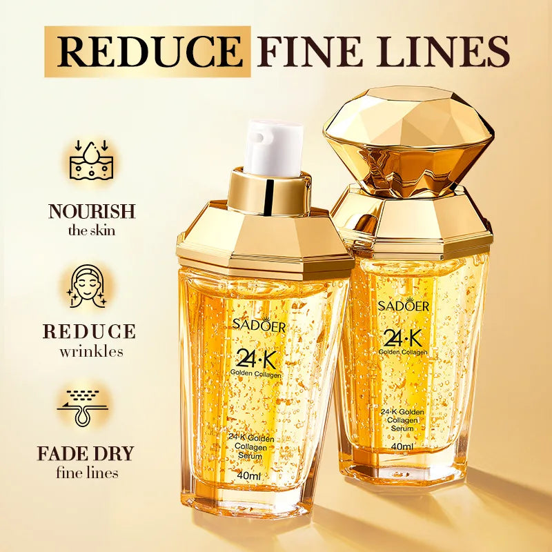 SADOER 24K Golden Collagen Serum for face Moisturizing Anti Wrinkles Hydrating Anti-aging Facial Essence Skin Care Products Oasis Select