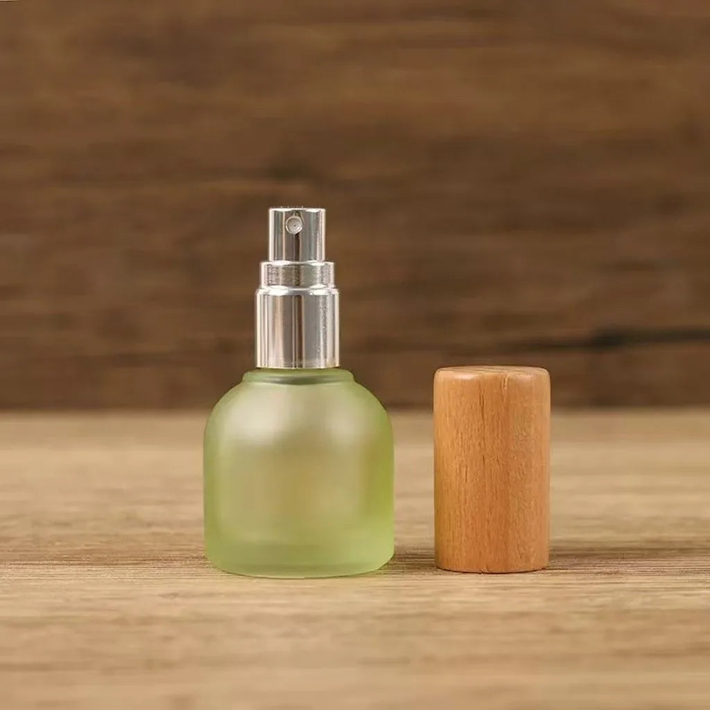 10ml Frosted Glass Refillable Perfume Spray Bottle | Wooden Cap