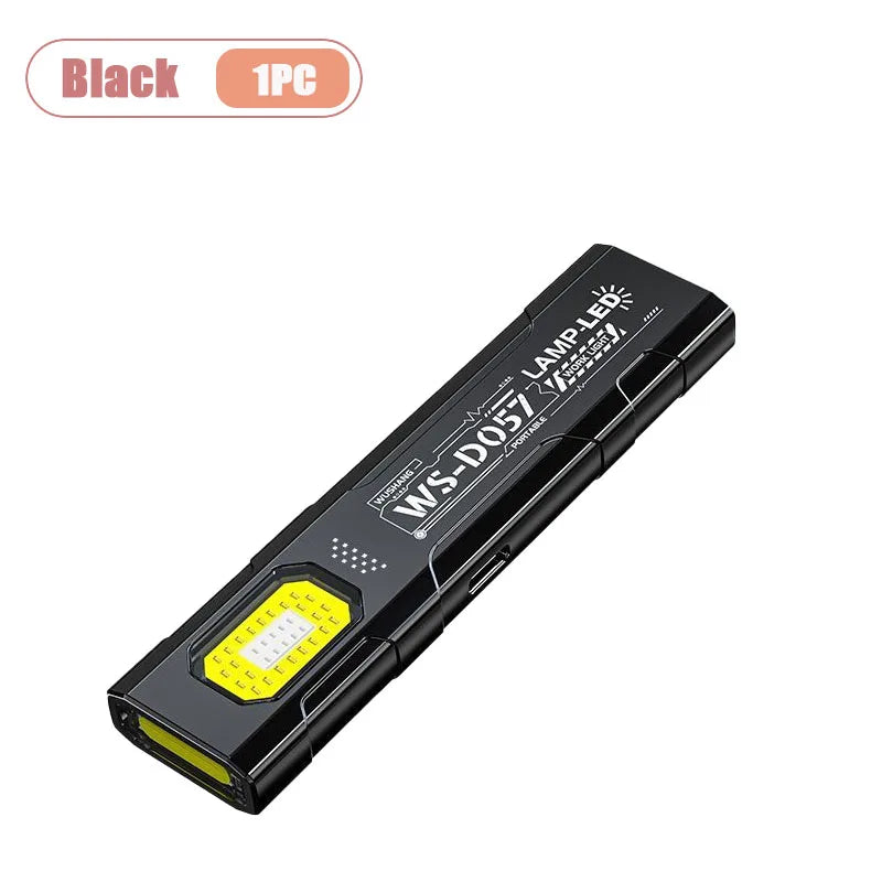 Magnetic LED Work Light Super Bright Rechargeable Portable Mini Flashlight for Outdoor Camping Car Repair Emergency Oasis Select Black-1PC