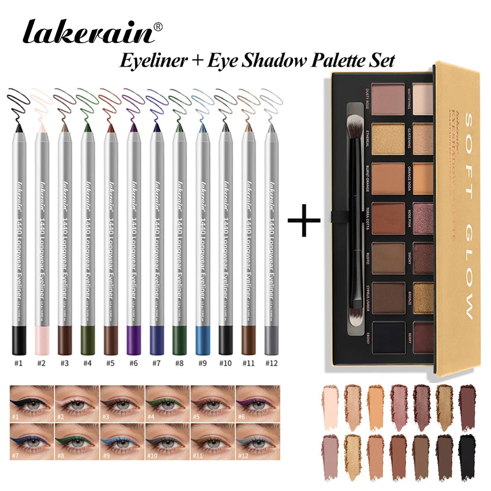 Eyeshadow Palette Eyeliner Set Rich High-intensity Colors Waterproof Sweatproof Long Lasting Color Natural Effect Eye Makeup Kit Oasis Select Eye Makeup Kit