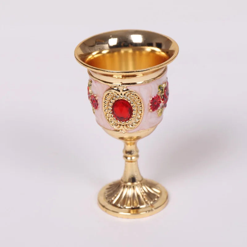 Rose Pattern Alloy Wine Goblets | Cocktail & Champagne Set of 2