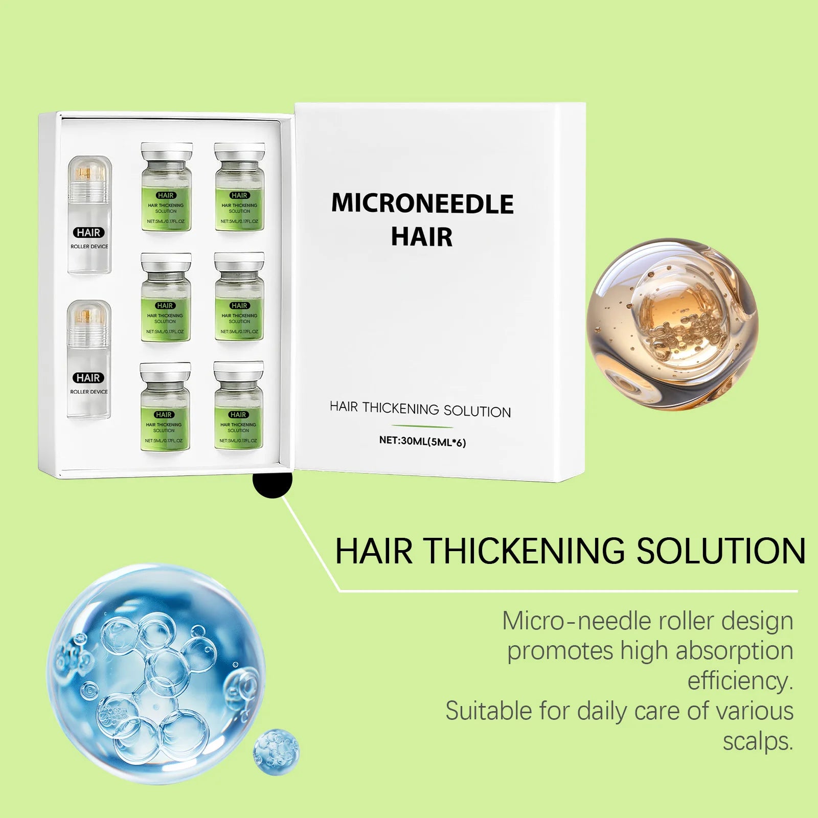 Hair Essential Care Serum Microneedle Roller Set Hair Follicle Care Nourishing Scalp Hair Care Hair Thicken Conditioner Essence Oasis Select