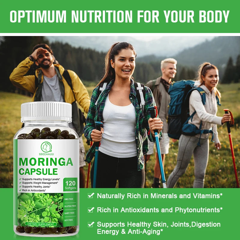 BBEEAAUU Moringa Capsule Natural Green Antioxidant Support Energy,Skin&Intestinal Health,Containing Essential Vitamin&Amino Acid Oasis Select
