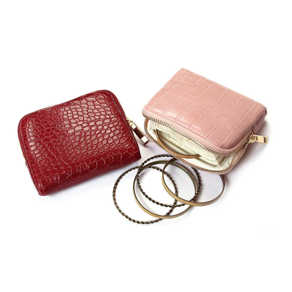 Travel Jewelry Organizer Crocodile-Pattern Jewelry Storage Bag Crocodile Pattern Bag Multi-Compartment Portable Jewelry Case Oasis Select