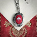 Gothic Vintage Black Red Purple Dragonfly Pendant Necklace Women's Retro Oval Collarbone Necklace Witch Jewelry Gift Accessories Oasis Select 50cm