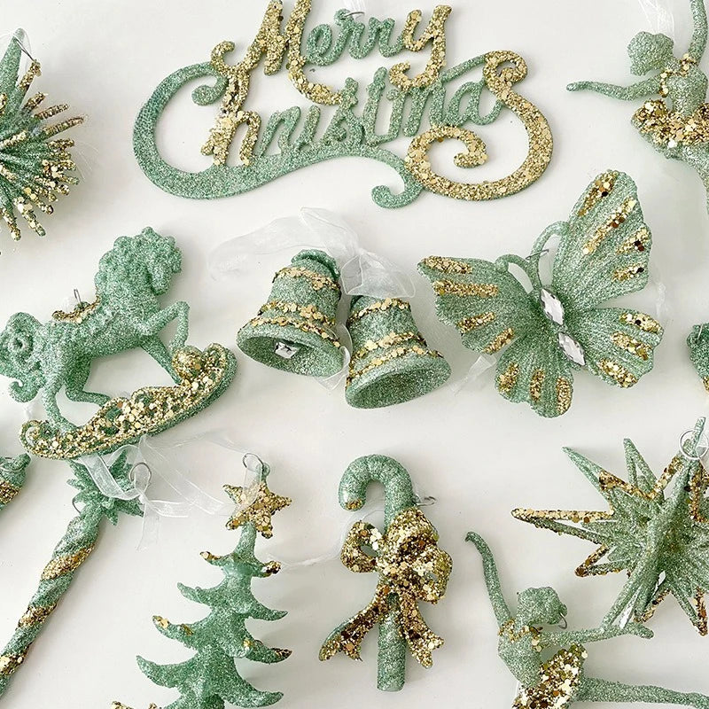 Christmas Painted Green Cone Balls Hanging Pendants Merry Christmas Tree Decoration for Home Xmas Ornament Gift Navidad Oasis Select