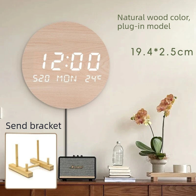 Silent Wall Clock Non-Ticking Home Decor Clock Modern Simple Digital Clock for Living Room Bedroom Wall Clocks Oasis Select plug in