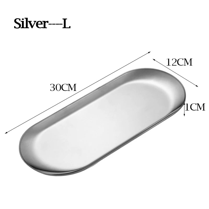 3-Piece Stainless Steel Serving Plate Set – Gold Silver Rose Gold Serving Plate Set Oasis Select Silver--L