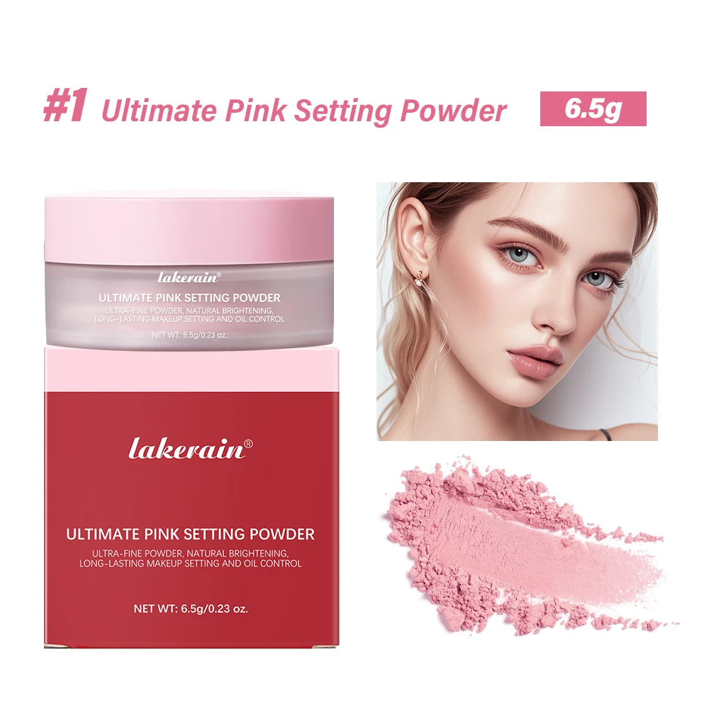 Setting Powder long-Lasting Matte Pink Finish Oil Control Makeup Fixation Removal Pore Modification Setting Cosmetics one size Oasis Select 1