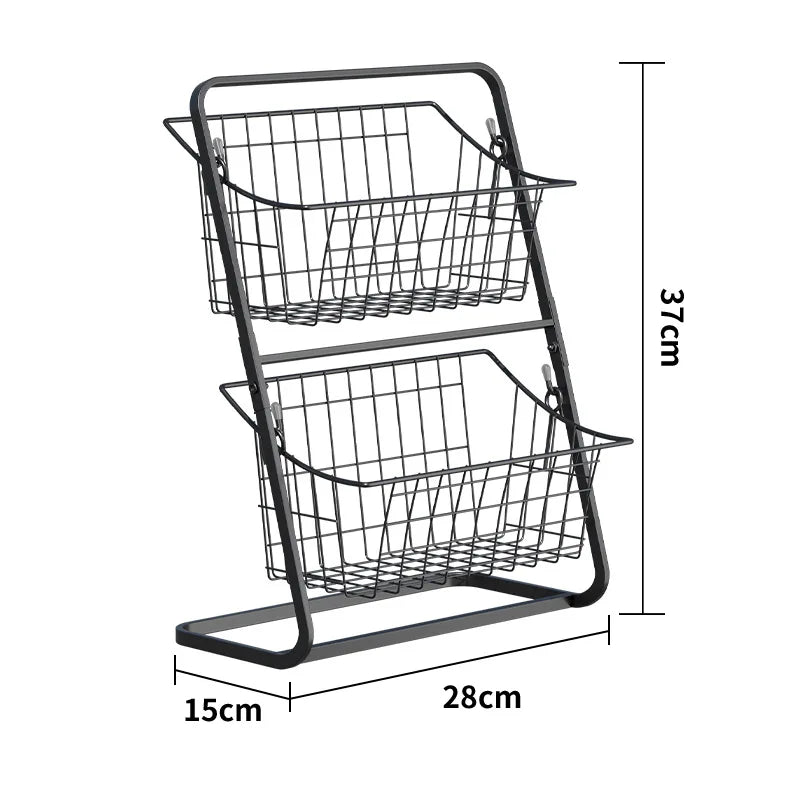 Kitchen shelves, multi-layer floor-to-ceiling household fruit and vegetable baskets, snacks, toys, storage artifacts Oasis Select Black second floor