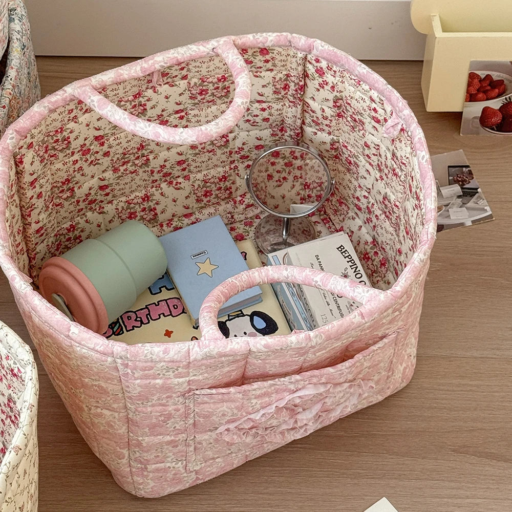 Foldable Floral Laundry & Storage Basket – Large Capacity