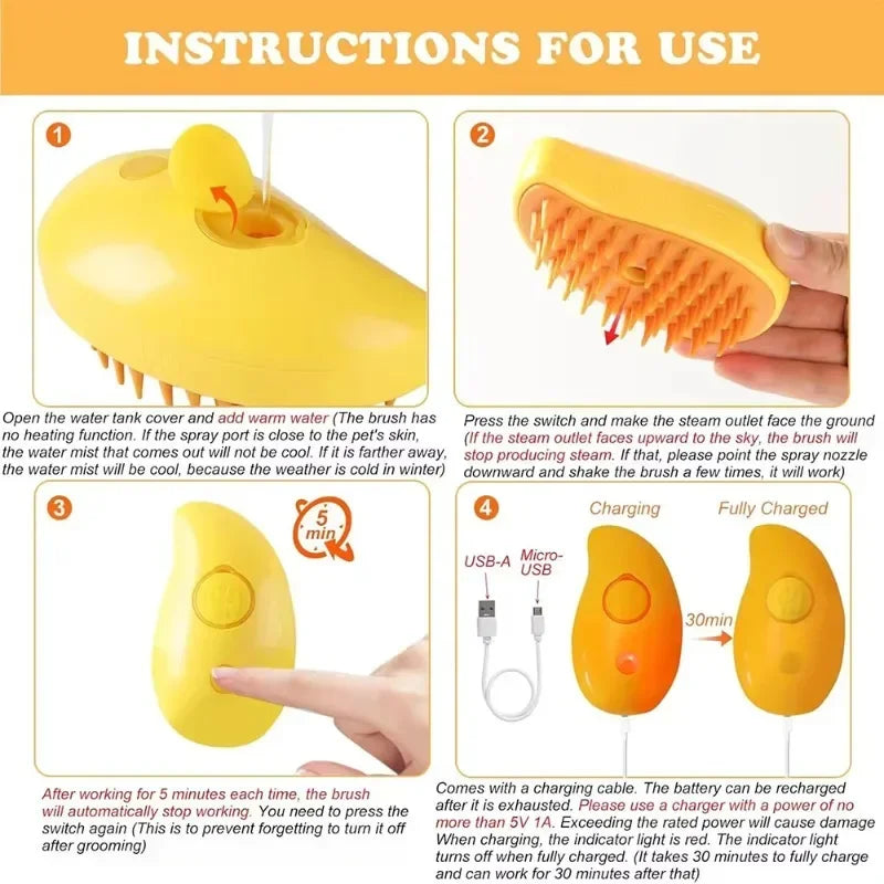 Cat Steam Brush Steamy Dog Brush 3 in 1 Electric Spray Cat Hair Brushes for Massage Pet Grooming Comb Hair Removal Combs Oasis Select