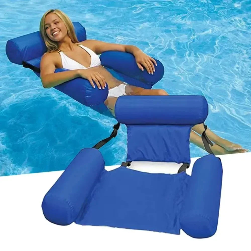 Foldable Inflatable Floating Row Pool Float Inflatable Chair Backrest Recliner Swimming Pool Water Hammock Beach Lounger Piscina Oasis Select