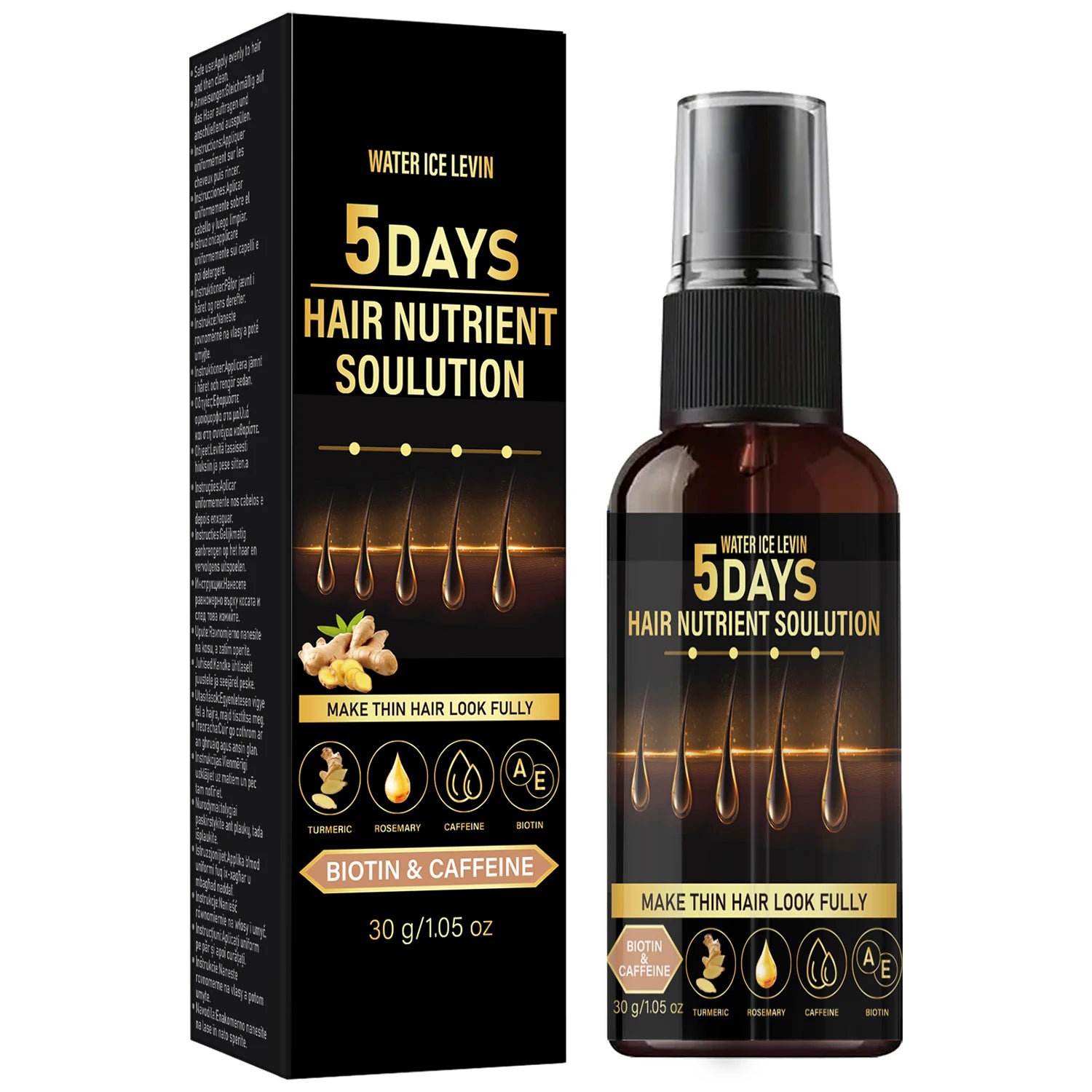 Biotin & Caffeine Hair Oil – Rosemary & Turmeric for Thicker Hair Hair Growth Oil Oasis Select black 30g