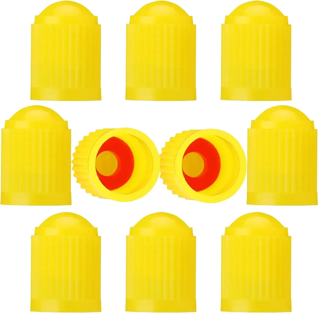 Tire Stem Valve Caps Tyre Valve Caps with O Seal Ring, Universal Stem Dust Covers for SUV, Cars, Bike, Motorcycles, Trucks Oasis Select Yellow-10Pcs
