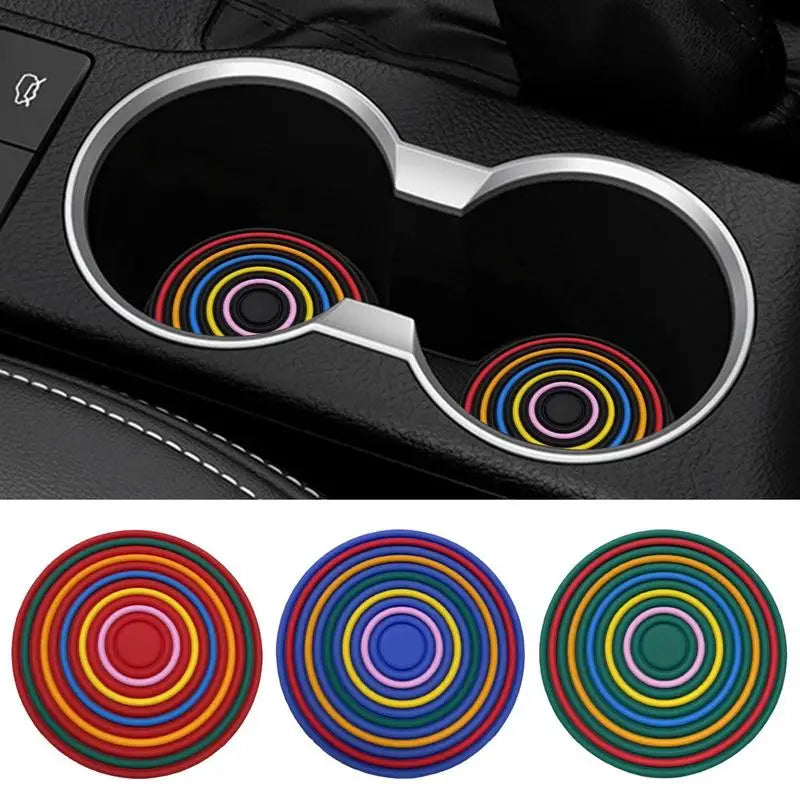 Cup Holder Coasters for Car Non-Slip Car Coasters Rainbow Car Drink Coaster Car Cup Holder Insert Cupholder Coaster Car Decor Oasis Select