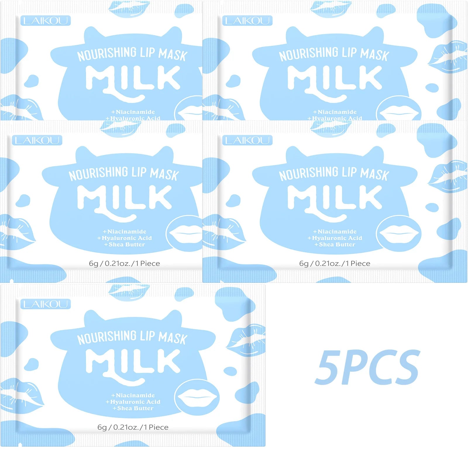 Laikou Milk Lip Mask Hydrating Repair Remove Lines Blemishes Lighten Lip Line Collagen Gel Lips Pad Patches Skin Care Product Oasis Select Milk Lip Mask 5PCS