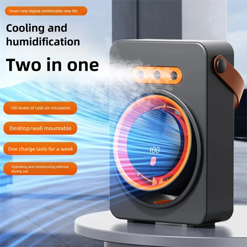 New Model Triple-Hole Mist Electric Fan USB Recharge Spray Fan Portable Cooling Fan Desktop Cooling Fan with 100-Speed Steples Oasis Select