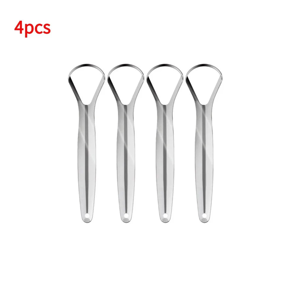 Portable Single Layer Tongue Scraper Reusable Stainless Steel Oral Mouth Brush Tongue Scraper Fresh Breath Maker Oasis Select One Unit 4pcs