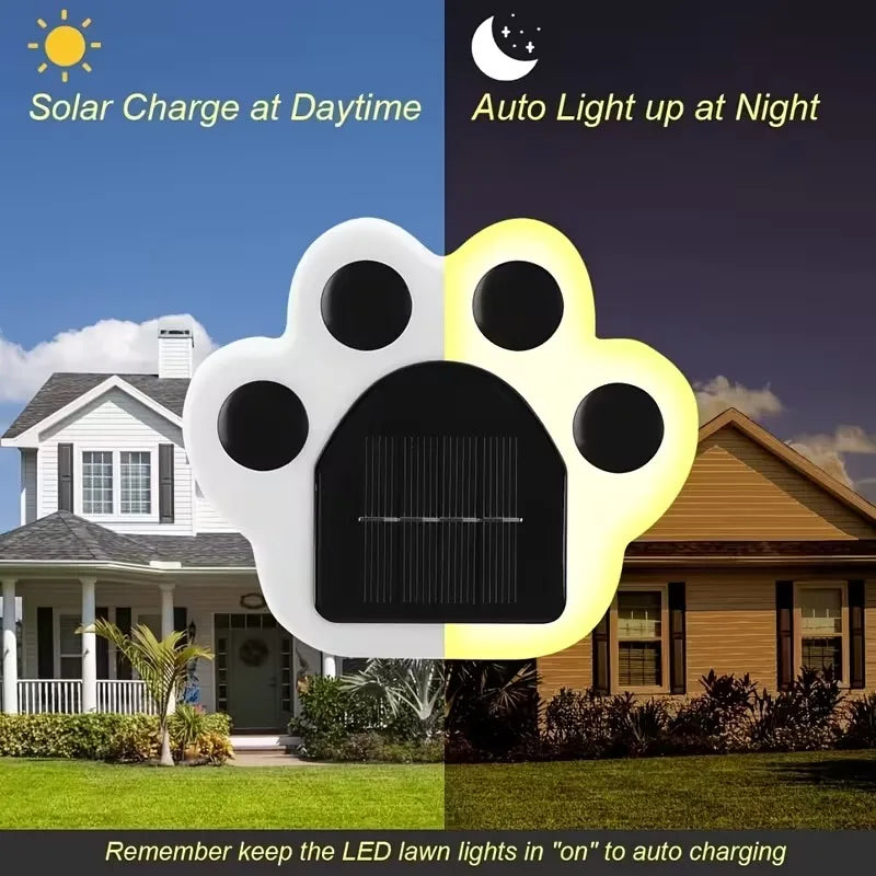 4-12PCS LED Solar Outdoor Light Waterproof Animal Paw Print Lamp for Garden Lawn Patio Summer Camping Home Decoration Oasis Select
