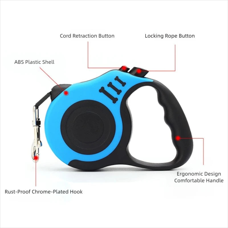 3m 5m Dog Leash for Small Dogs Cat Automatic Retractable Durable Nylon Lead Puppy Outdoor Travel Walking Hiking Traction Rope Oasis Select