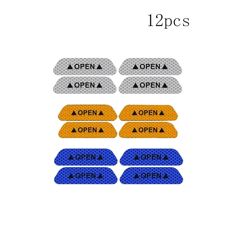 4/8/12/16pcs Reflective Car Door Sticker Safety Opening Warning Reflector Tape Decal Car Accessorie Interior Reflector Sticker Oasis Select 12pcs mix 4