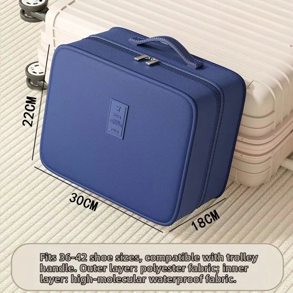 Upgraded Multi-layer Travel Shoe Bag Zipper Sturdy Sneakers Storage Bag Waterproof Portable Storage Box Store 4 Pairs of Shoes Oasis Select Blue