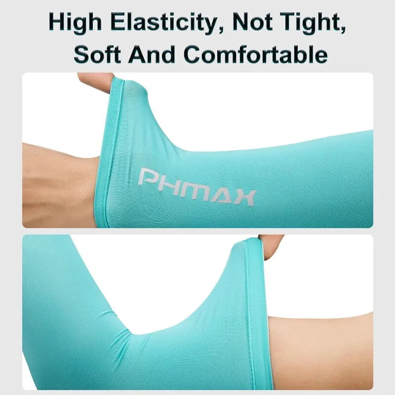 PHMAX Cycling Arm Sleeves Breathable UV Protection Running Arm Covers Fitness Basketball Elbow Pad Ice Silk Arm Wamrers Oasis Select