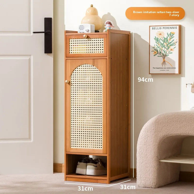 Shoe cabinet storage artifact space-saving indoor entrance small narrow shoe rack 2025 new dust-proof storage cabinet Oasis Select Brown seven-drawer