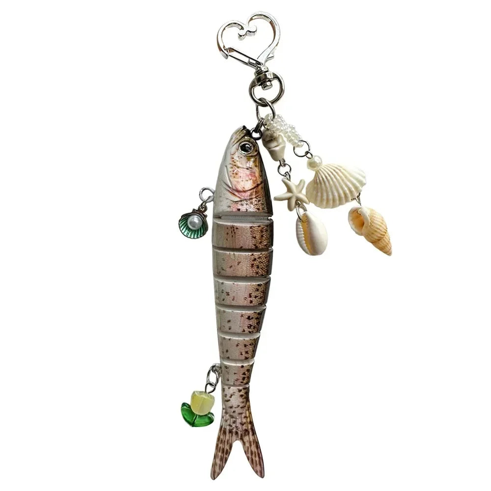 New Plastic Fish Keychain Multi Jointed Simulation Fish Hook Key Chain Backpack Pendant Gifts Oasis Select 2