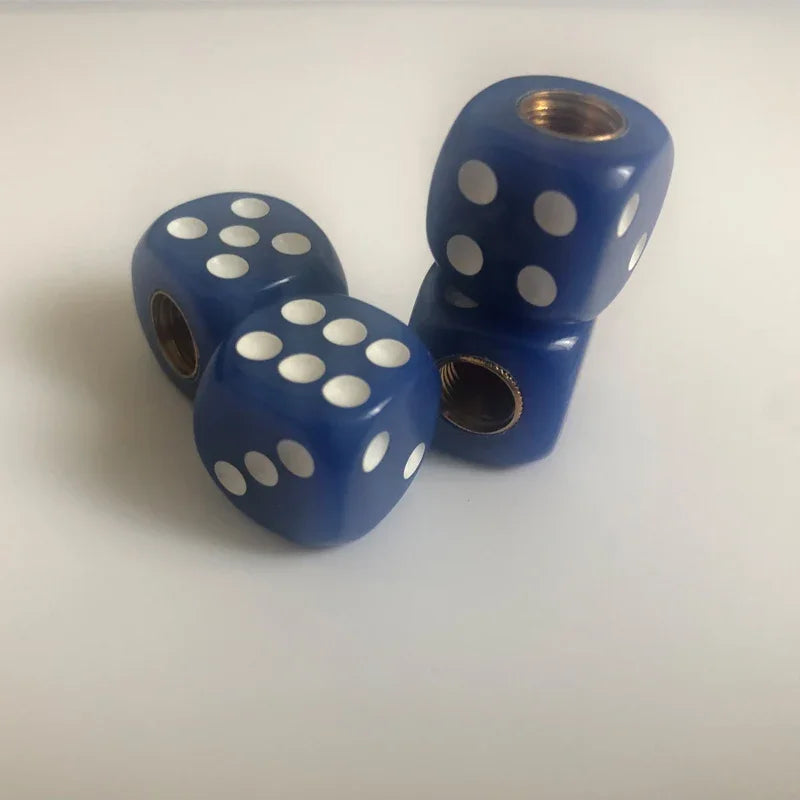 Dice Style Valve Caps Wheel Tire Cover Tyre Valve Plugs Alloy Wheels ABS Tire Wheel Cover For Car Motorcycle Bike Oasis Select Blue