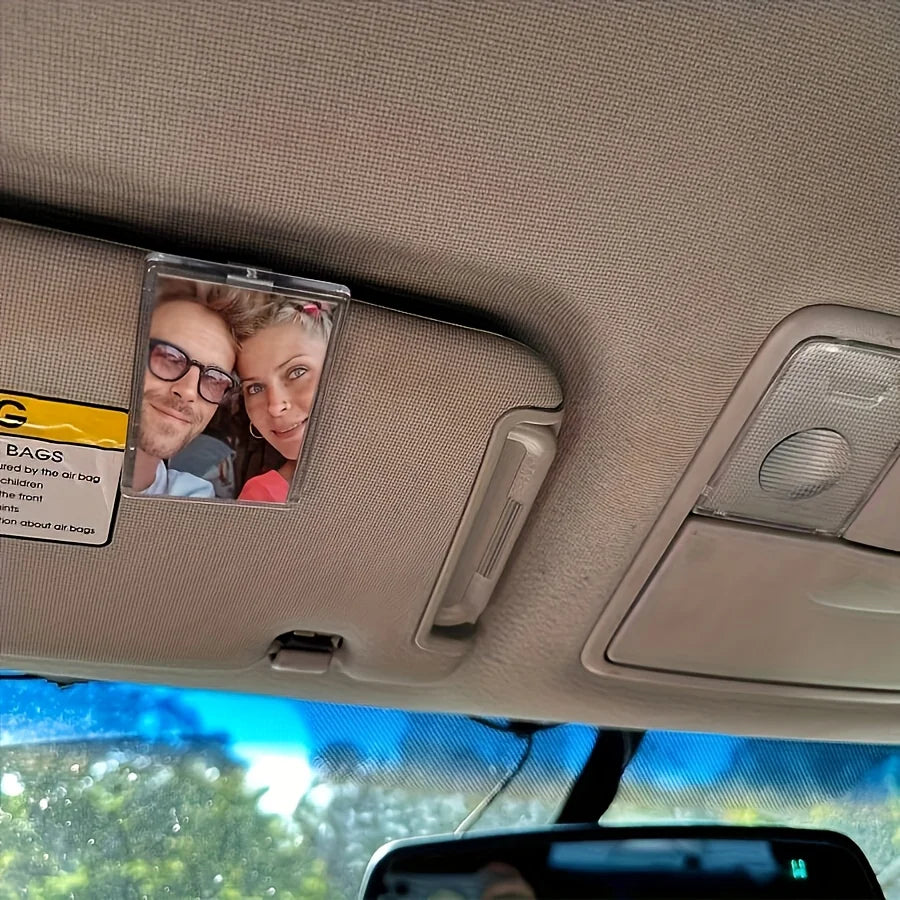 1pc Custom Sun Visor Photo Clip Scratch Resistant Personalized Photo Frame Tool-Free Installation No Charging Required Oasis Select