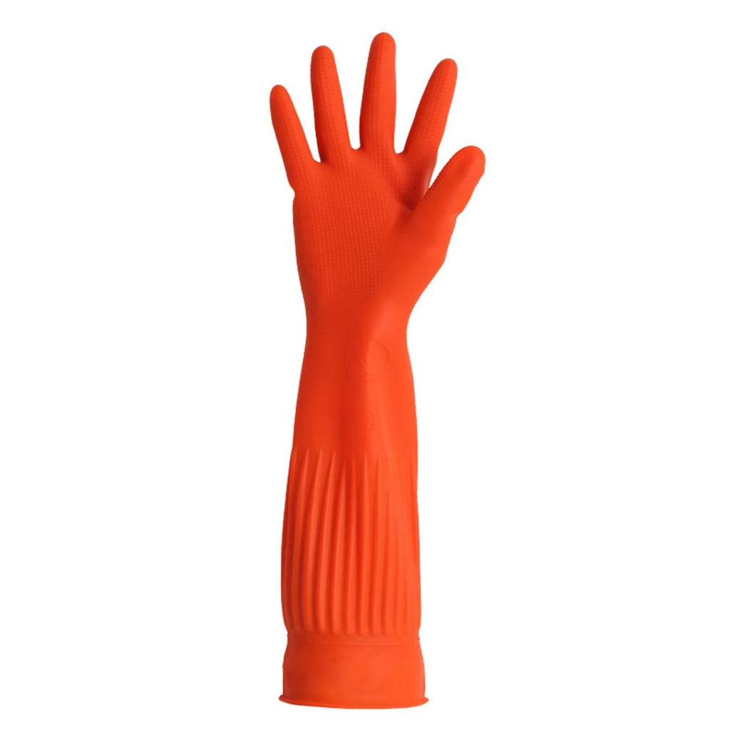 1pair Flexible Comfortable Rubber Clean Gloves Red Dish Washing Long Home Bathroom Cleaning Kitchen Accessories Oasis Select Orange L