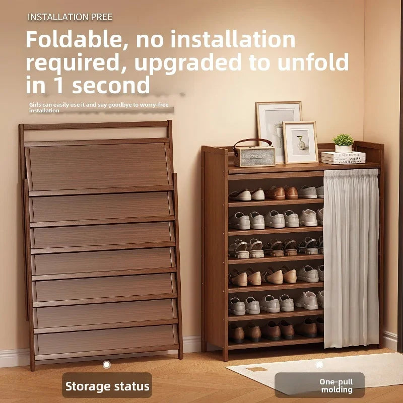 Multi-functional Folding shoe rack installation-free integrated dustproof large-capacity storage shoe rack Oasis Select