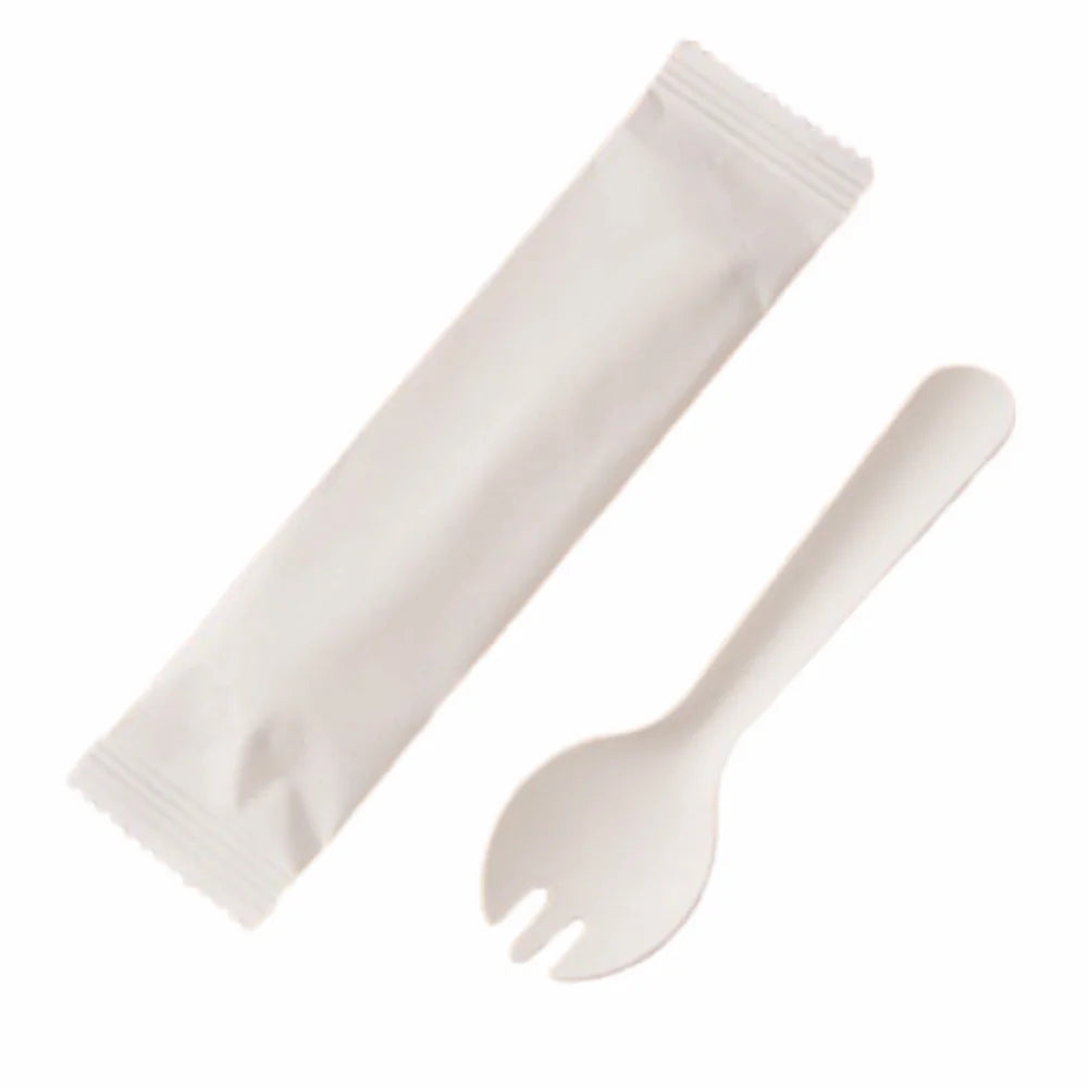 100Pcs Individual Packing Disposable Spoon Fork Eco-Friendly Degradable Mini Paper Fork Spoon Thickened Durable Oasis Select 100Pcs Spoon A