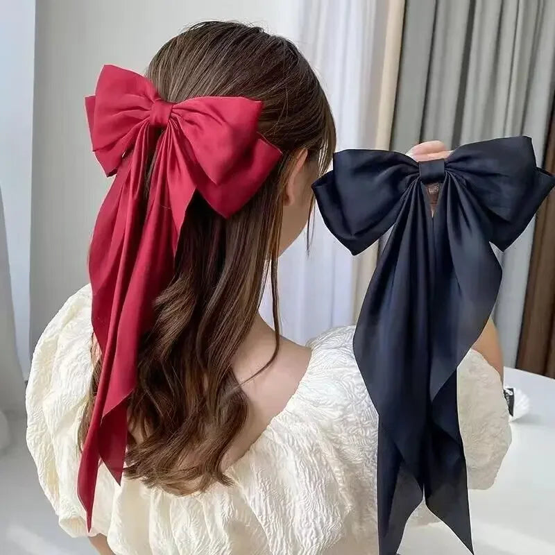 Solid Satin Bow Ribbon Hair Clips for Women - Elegant Bowknot Hairpins Barrettes for Girls, Wedding Bridal Hair Accessories Oasis Select