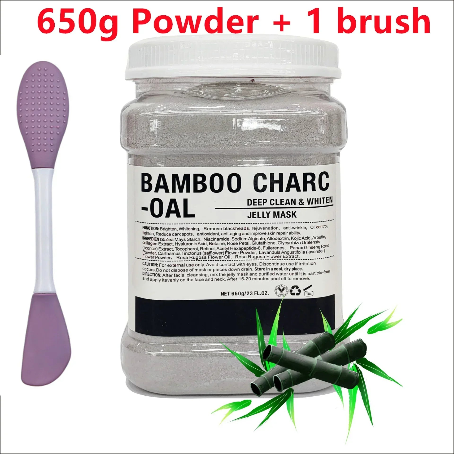 650g Chamomile Hyaluronic Acid Facial Moisturizing Mask Powder with Silicone Brush Increasing Skin Elasticity Rose Jelly Mask Oasis Select B- charcoal