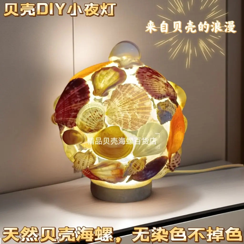 Natural Conch Sea Urchin Shell Mini Night Light Senior Children's Birthday Gift Creative Ornaments Oasis Select Colorful shell conch