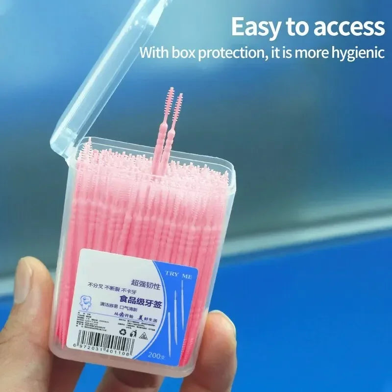 Toothpick Disposable Family Box Packed Portable Ultra Fine Pick Double Head High End Personality Creative Fruit Stick 200 Pieces Oasis Select