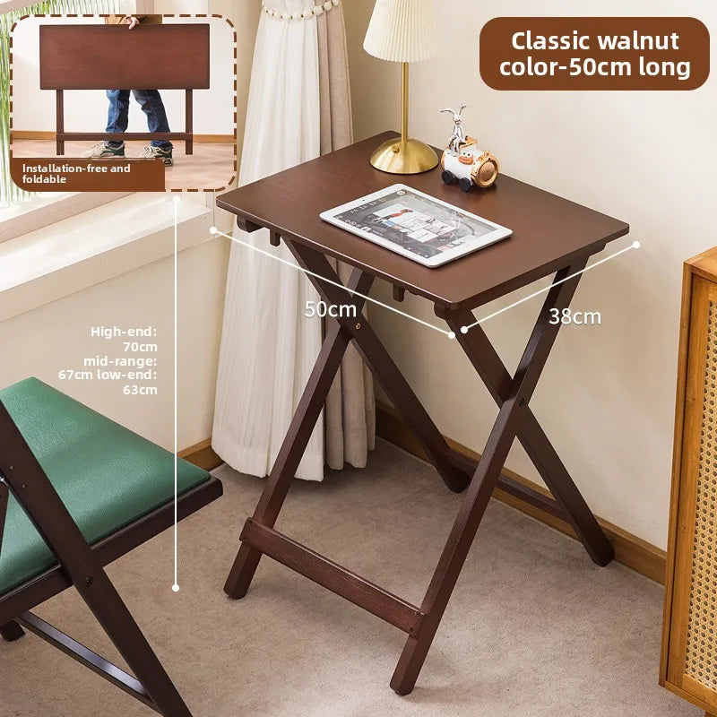 Folding table Rectangle desk Computer table Bedroom Home bedside table Desk worktable Small apartment dining table Oasis Select Walnut D 50
