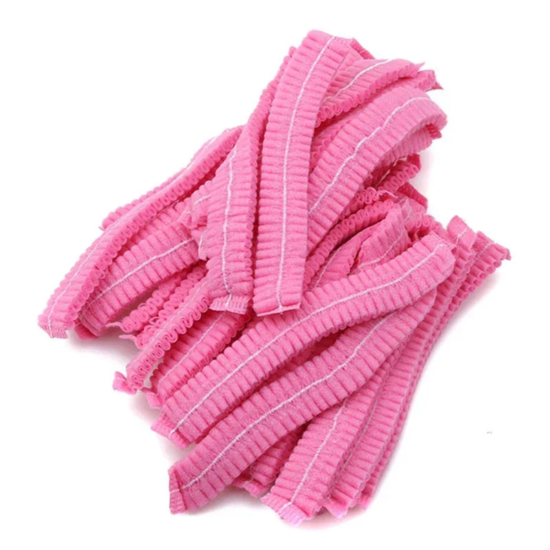 100pcs/Pack Disposable Bathing Cap Hair Head Covers Net Bouffant Dustproof Anti Dust Caps Breathable Shower Bathing Hats Kitchen Oasis Select Pink 300pcs