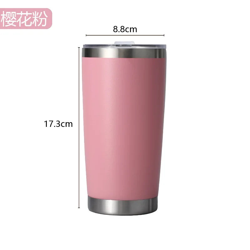 20oz 304 Stainless Steel Insulated Thermos Cups, Double-Wall Vacuum Insulation, Coffee/Beer/Party Cups with Spill-Proof Lid Oasis Select Pink 20oz