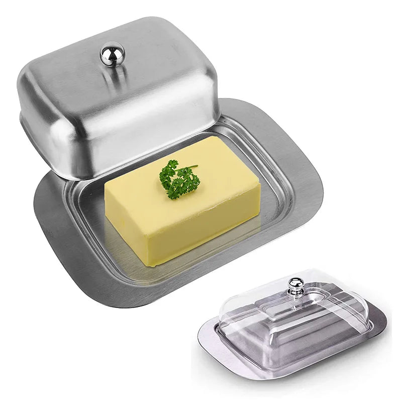 Butter Dish, Stainless Steel Butter Dish with Lid - Solid Cheese/Butter Container - Butter Cheese Kitchen Cooking Storage Box Oasis Select