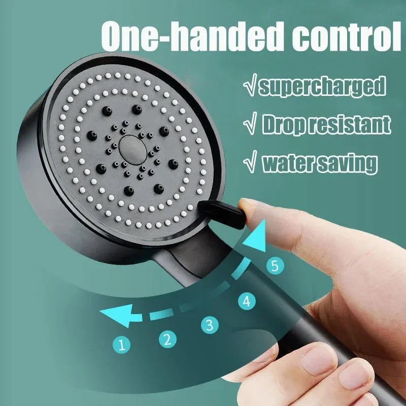 5 Modes Shower Head Set with Water Pipe Bracket Adjustable High Pressure Water Saving Shower Head Water Massage Shower Head Oasis Select